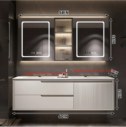 52"- 78" Double Sink Bathroom Cabinets Set with LED Defogging Mirror