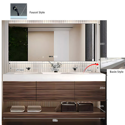 52"- 72" Wall Mounted Bathroom Vanity Set with Smart Mirror & Double Ceramic Sink