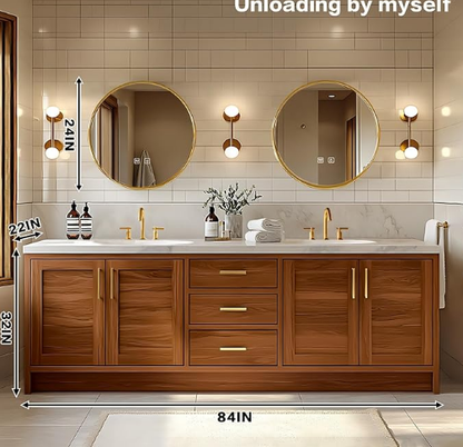 52"-64" Solid Wood Style Double Wall Mounted Bathroom Vanity