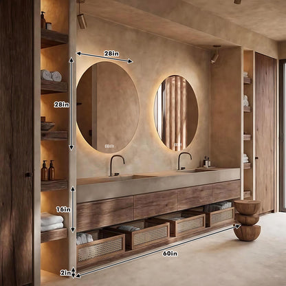 60“ - 72”Double Basin Wall Mounted Solid Wood Bathroom Cabinet