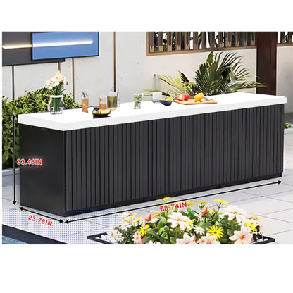 59.06"- 78.74"Outdoor Cabinet with Black Striped Aluminum Doors