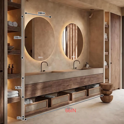 60“ - 72”Double Basin Wall Mounted Solid Wood Bathroom Cabinet
