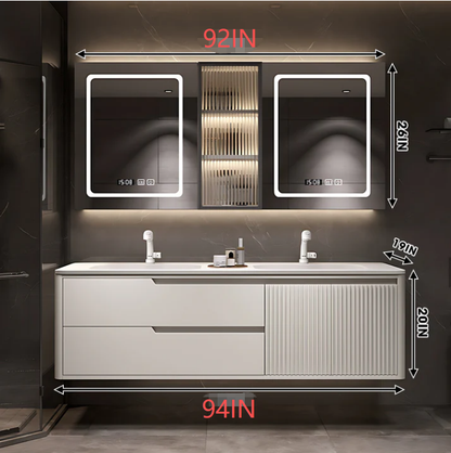 52"- 78" Double Sink Bathroom Cabinets Set with LED Defogging Mirror