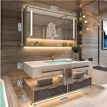 36"- 78" Open Storage Bathroom Vanity Set with LED Mirror Cabinet and Sink