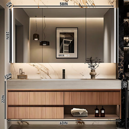 Solid Wood Bathroom Vanity Set with Single Sink and Open Storage Space