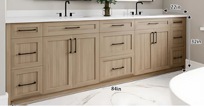 76"- 84" Modern Solid Wood Style Double Sink Bathroom Vanity