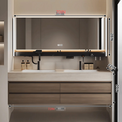 40"- 72" Solid Wood Bathroom Vanity Set with Intelligent Mirror and Basin
