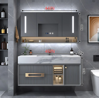 40"- 78" Modern Bathroom Vanity Set with LED Defogging Mirror and Sink
