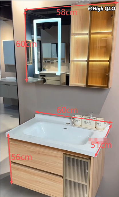 40"- 44"  Solid Wood Cabinet And Single Basin With LED Smart  Lighting