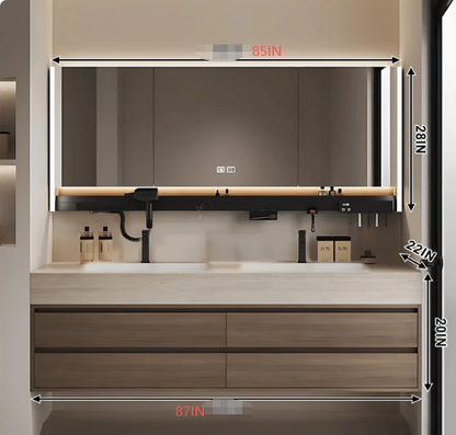 40"- 72" Solid Wood Bathroom Vanity Set with Intelligent Mirror and Basin
