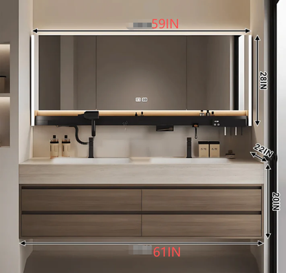 40"- 72" Solid Wood Bathroom Vanity Set with Intelligent Mirror and Basin