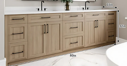 76"- 84" Modern Solid Wood Style Double Sink Bathroom Vanity