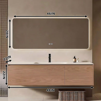 40"-72" Bath vanity solid wood rock slab one-piece basin and double basin