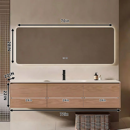 40"-72" Bath vanity solid wood rock slab one-piece basin and double basin