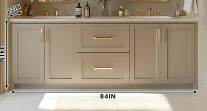 76"- 84" Modern Solid Wood Style Double Sink Bathroom Vanity