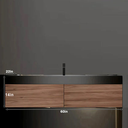 40"- 60" Wall Mounted With Single Sink and Faucet Round Mirror