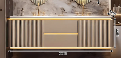 52"- 78" Bathroom Vanity with Double Sink & Lntelligent Defogging Mirror