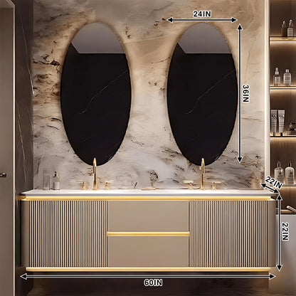 52"- 78" Bathroom Vanity with Double Sink & Lntelligent Defogging Mirror