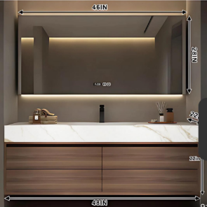 40"- 72" Floating Bathroom Vanity Set with Single Sink and Smart Mirror Cabinet