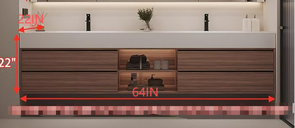 40"- 72" Floating Bathroom Vanity Set with Single Sink and Smart Mirror Cabinet