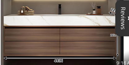 40"- 72" Floating Bathroom Vanity Set with Single Sink and Smart Mirror Cabinet