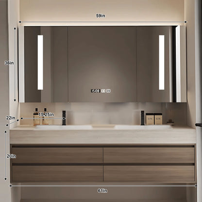 40"- 72" Solid Wood Bathroom Vanity Set with Intelligent Mirror and Basin