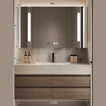 40"- 72" Solid Wood Bathroom Vanity Set with Intelligent Mirror and Basin