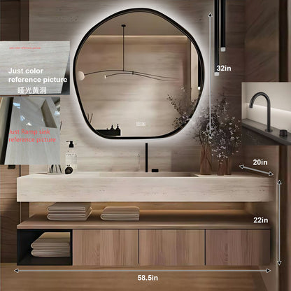 44" - 52" Solid Wood Dressing Table with Above Counter Basin