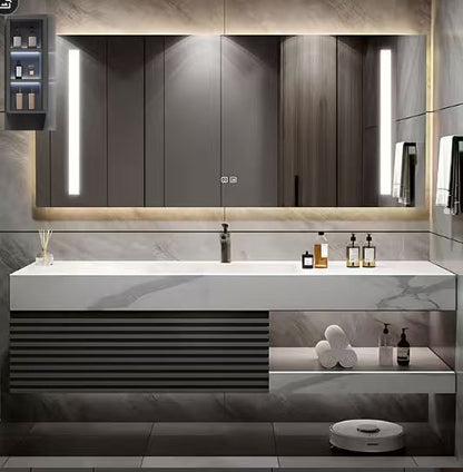 40"- 72" Floating Bathroom Vanity Set with Illuminated Mirror and Sink
