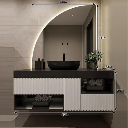 48"- 68" Wall Mounted Bathroom Vanity Set with Single Green Sink And Oval Mirror