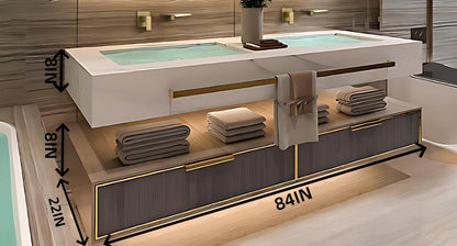 36"- 78" Open Storage Bathroom Vanity Set with LED Mirror Cabinet and Sink