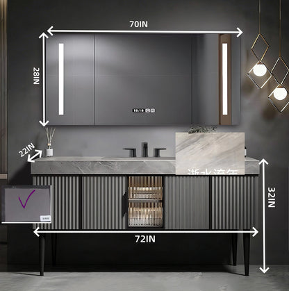 56‘’-72‘’ Wall Mounted Double Sink Bathroom Vanity Set with  Double Intelligent Defogging Mirror