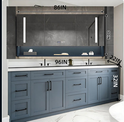 76"- 84" Modern Solid Wood Style Double Sink Bathroom Vanity