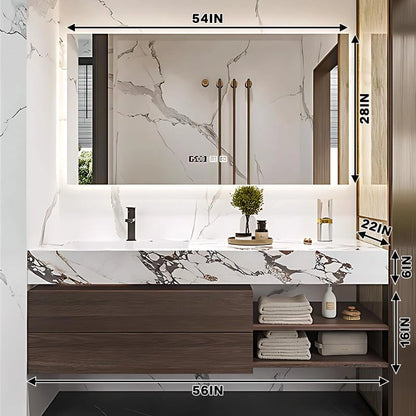 40” - 64” Luxurious Bathroom Vanity with Unique Patterned Slate Countertop