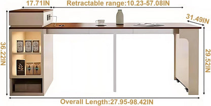 Simple Beige Kitchen Island Includes Embedded Socket for 2-6 Person (No Chair)