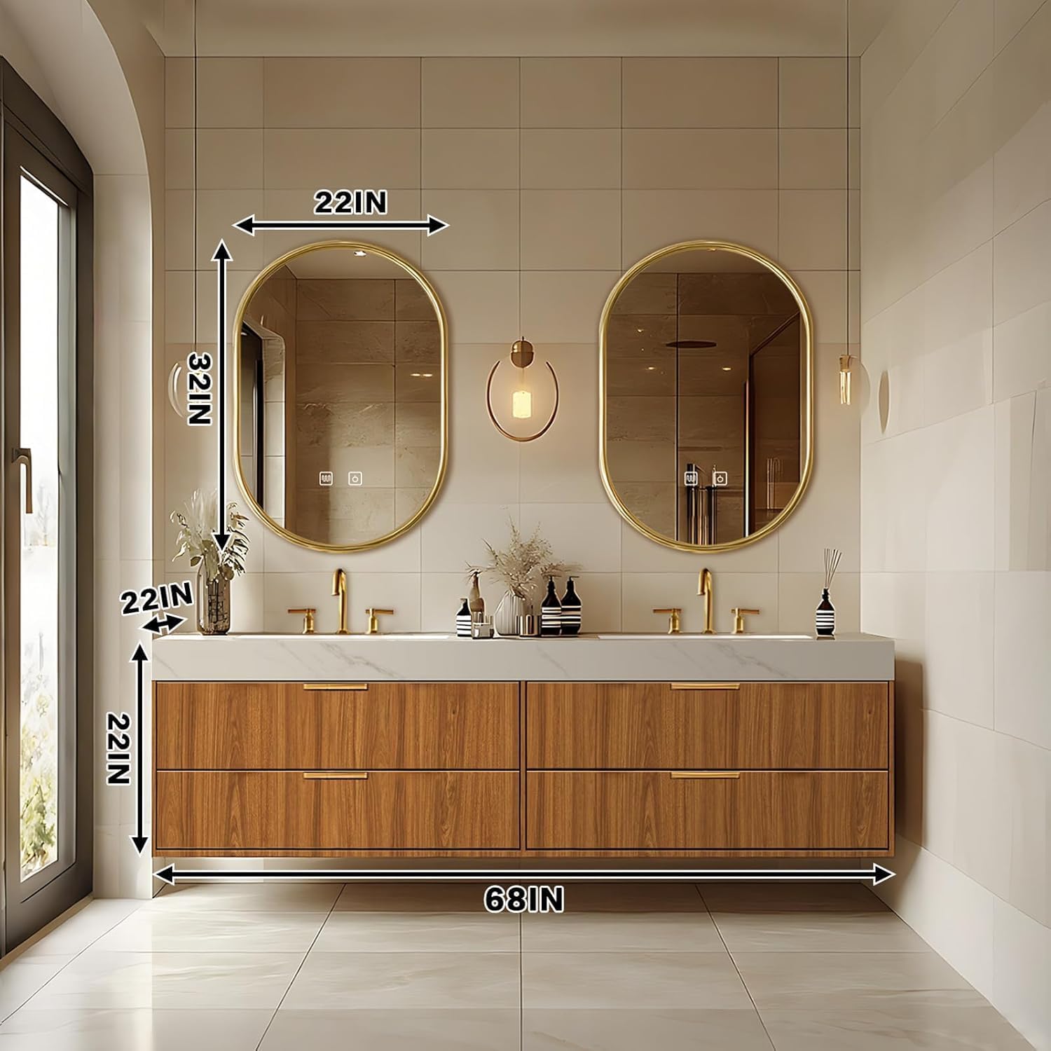 68'' Modern Bathroom Vanity with Double Sinks &Four Drawers