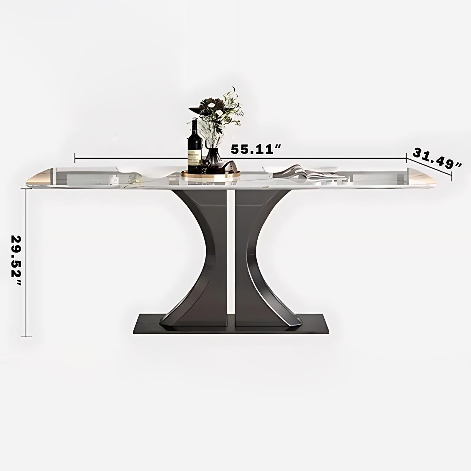 55'' White Dining Table with Unique Texture Design
