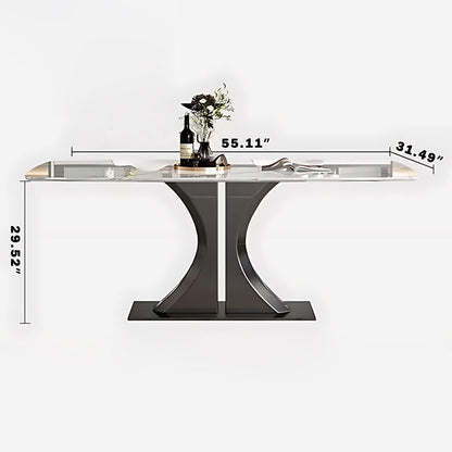 55'' White Dining Table with Unique Texture Design