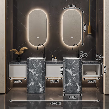 SALE(In-Stock Enjoy Fast Delivery)72" Bathroom Vanity With Oval Smart Mirror  and Double Sink