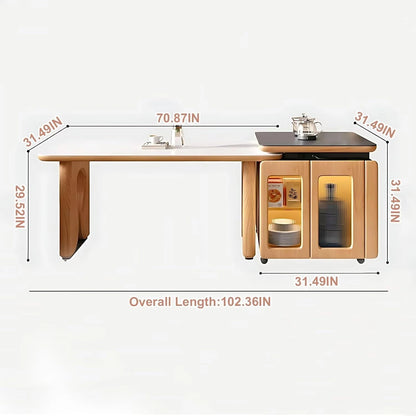 94” - 102” Exquisite Log Kitchen Island Includes Embedded Socket & Glass Door (No Chair)