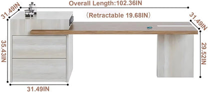 87” - 102” Modern Art Kitchen Island Includes Integrated Design (No Chair)
