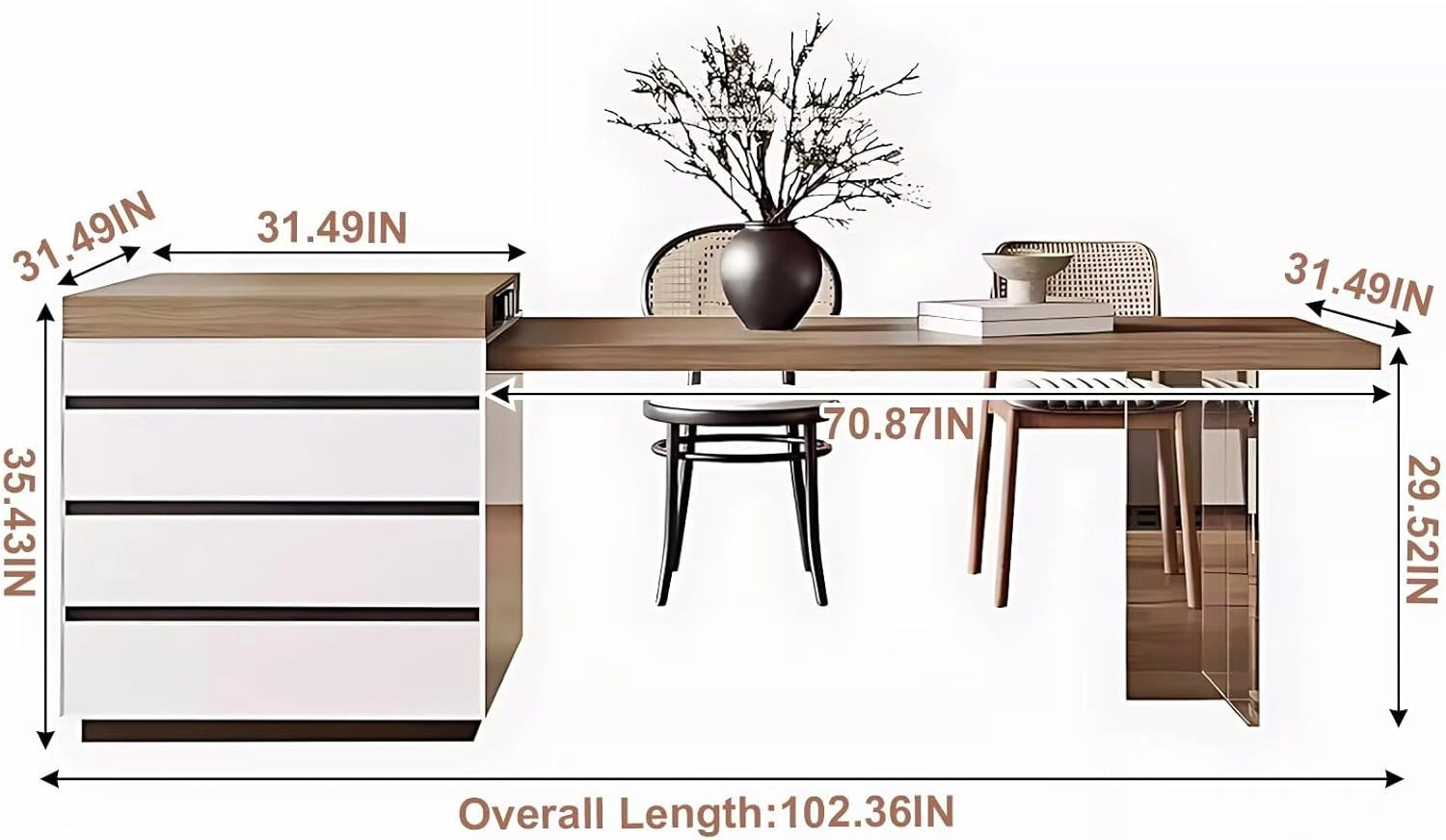 94” - 102” Simple Elegant Kitchen Island Includes Storage Drawers & Socket (No Chair)