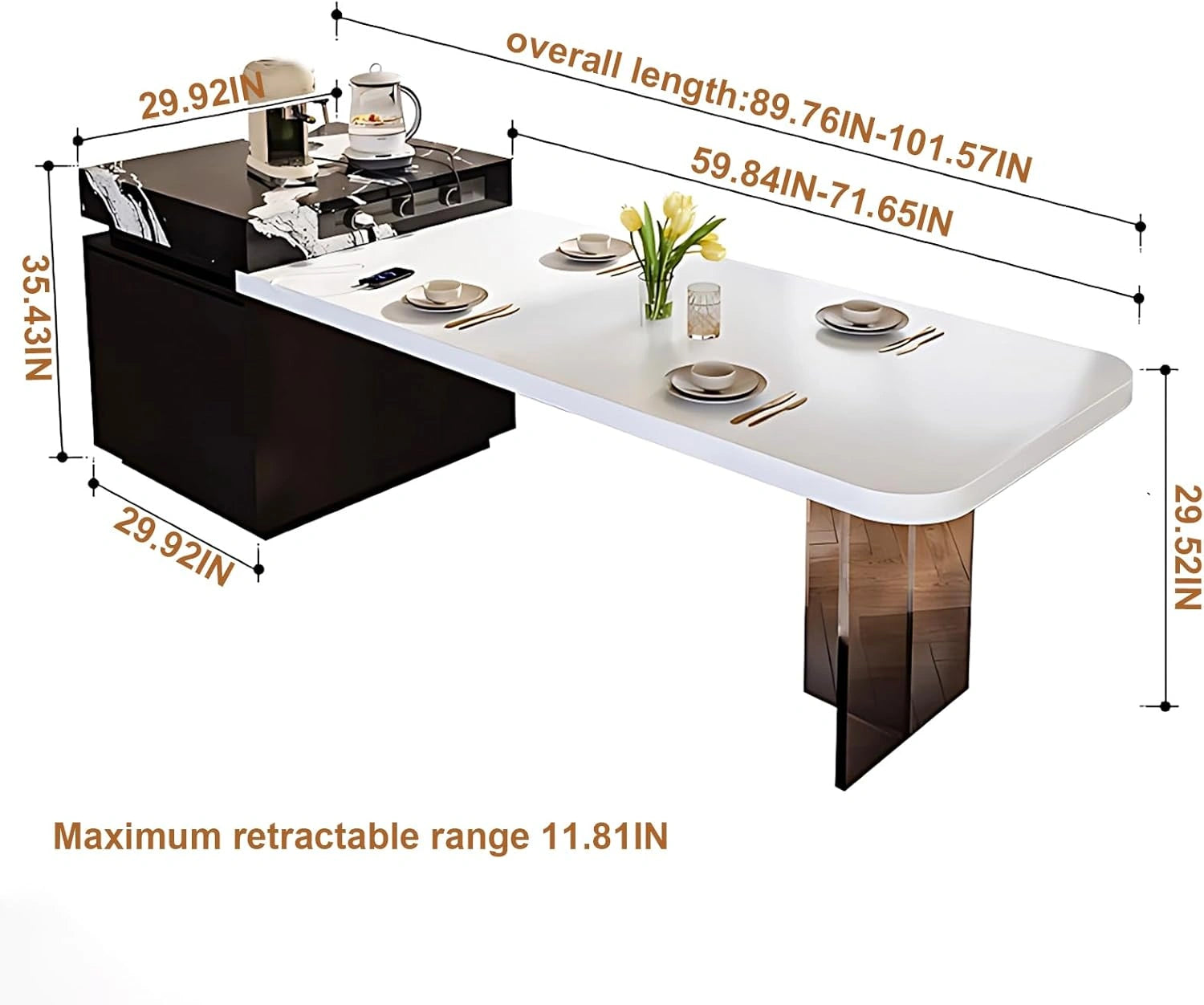 94" - 102" Kitchen Island Includes Design with Patterns & Ample Storage Space (No Chair)