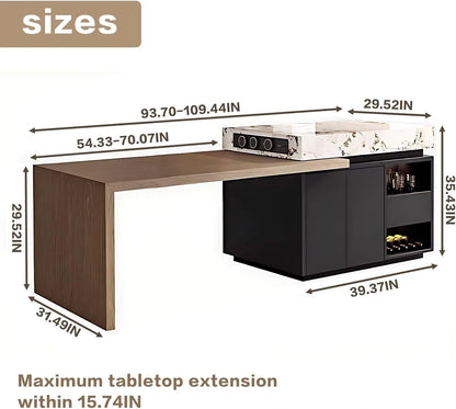 86” - 109” Minimalist Kitchen Island Includes A Tabletop with Patterns (No Chair)