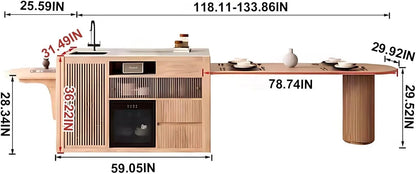 102” - 118” Exquisite Simple Kitchen Island Includes Cylindrical Base