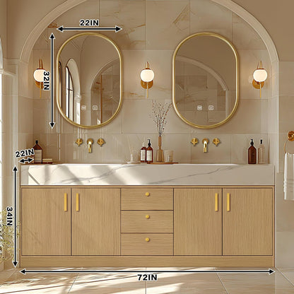 72''Freestanding Bathroom Vanity with Sink Set Enclosed Space Storage