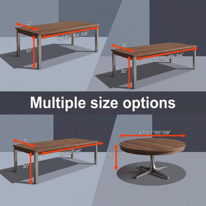 56''-96'' Luxurious Dining Table with Sturdy Wood Base in Dining Area