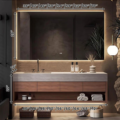 44” – 68” Simple Unique Bathroom Vanity with Rock Slab Integrated Slope Basin