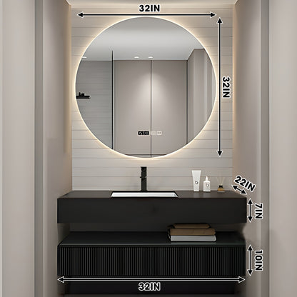 36"- 72" Black Bathroom Vanity with Sink and Smart Round Mirror