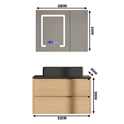 36"- 60" Single Sink Wall Mounted Bathroom Vanity Set with Mirror Cabinet